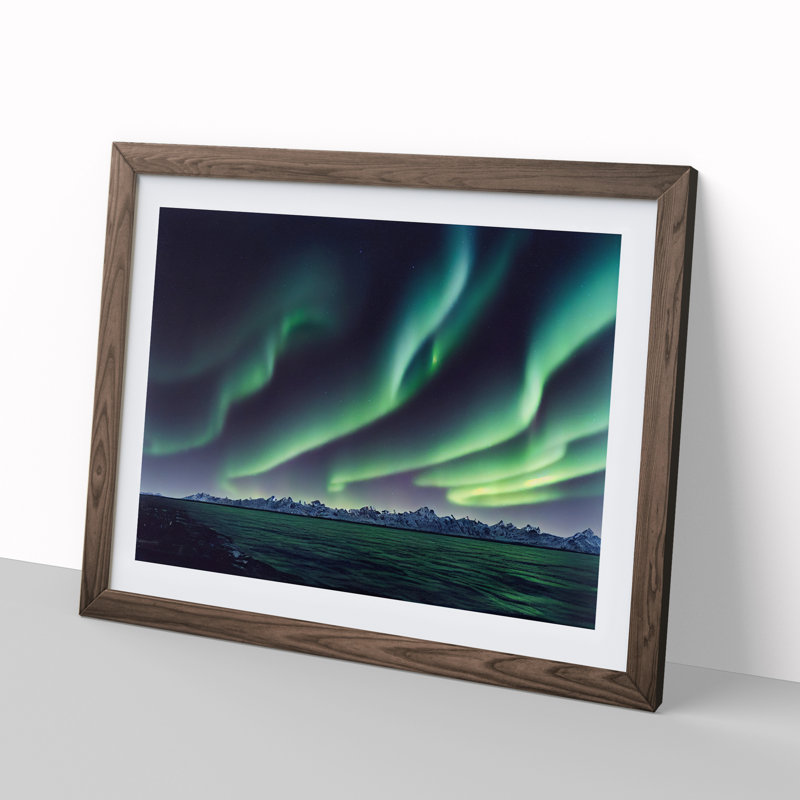 XH1022-9526X Uplifting Aurora Borealis - Single Picture Frame Print, 46cm H x 64cm W x 2cm D, Walnut