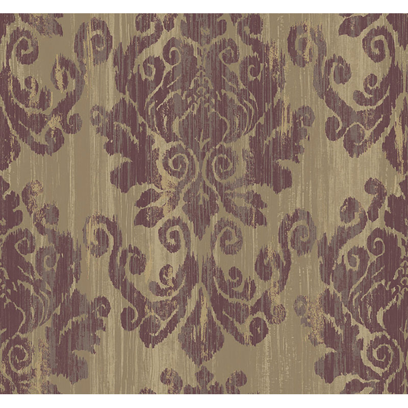  Papier peint avec lustre Octavius Designs, Taupe métallique / vin