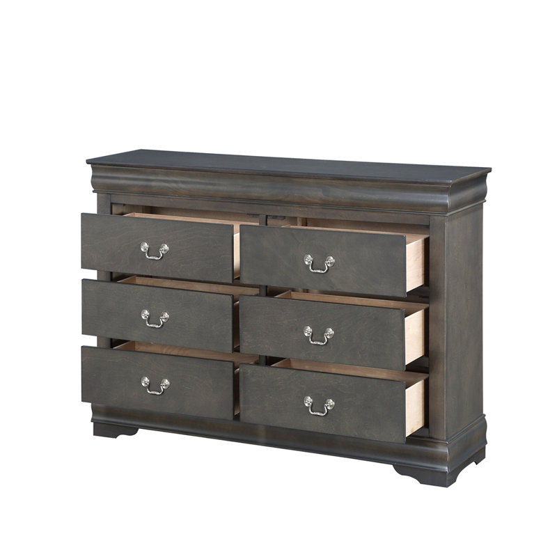 Ensemble de chambre à coucher 4 pièces Louis Philippe, Gris foncé, Très grand