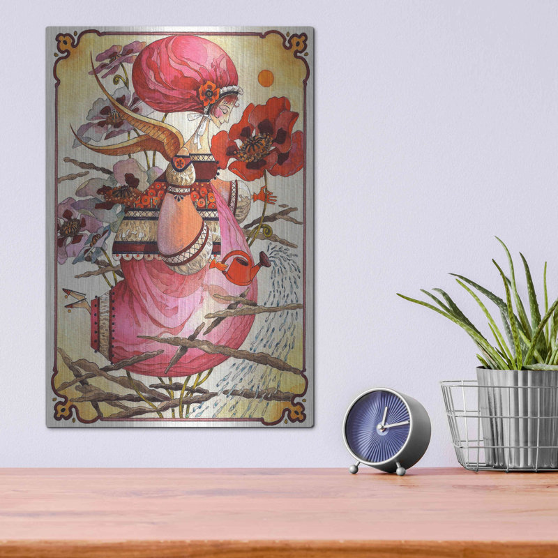 Red Barrel Studio® «The Rain Angel» par David Galchutt, art mural en métal, H 16 po x l 12 po