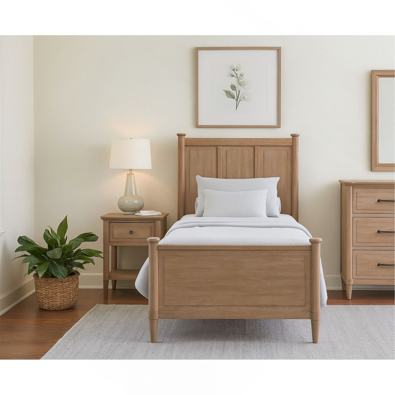 Lit en placage Mindi sans lit gigogne, Lit simple