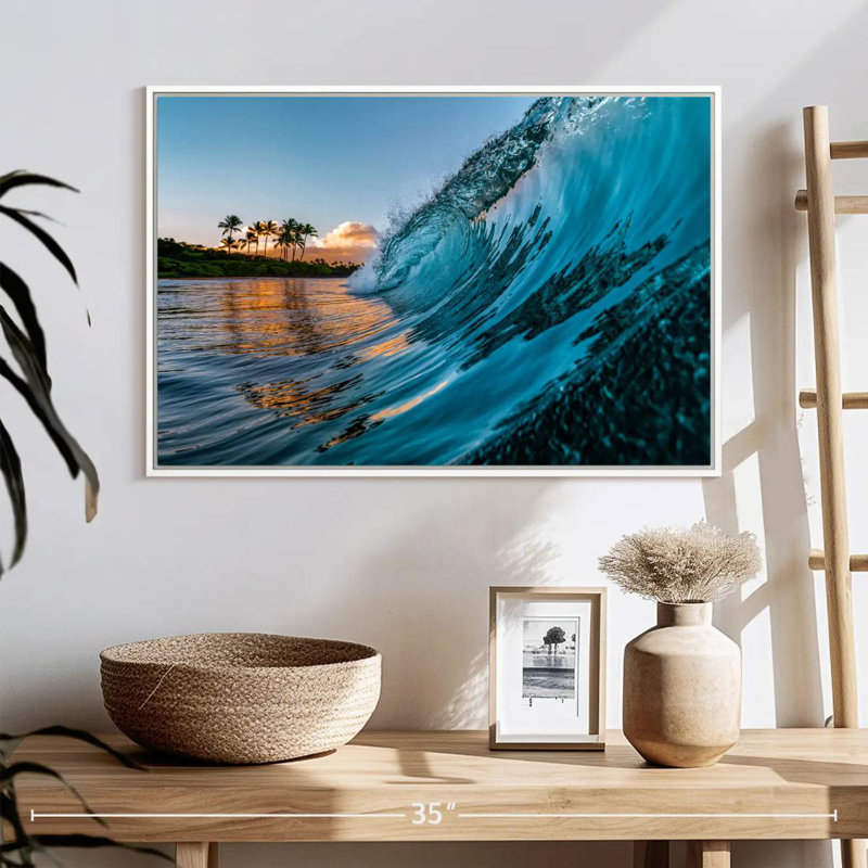 Vague du matin, Cadre flottant blanc, 25 po x 17 po