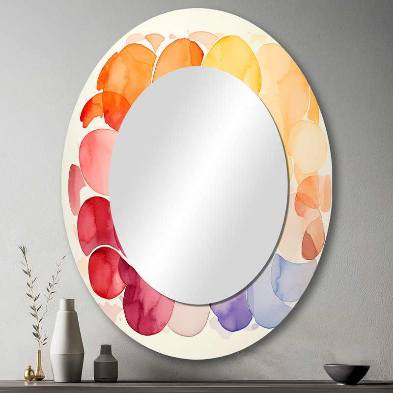 Pastel color geometric ink - Large Oval Wall Mirror On Metal, 43" H x 33" W