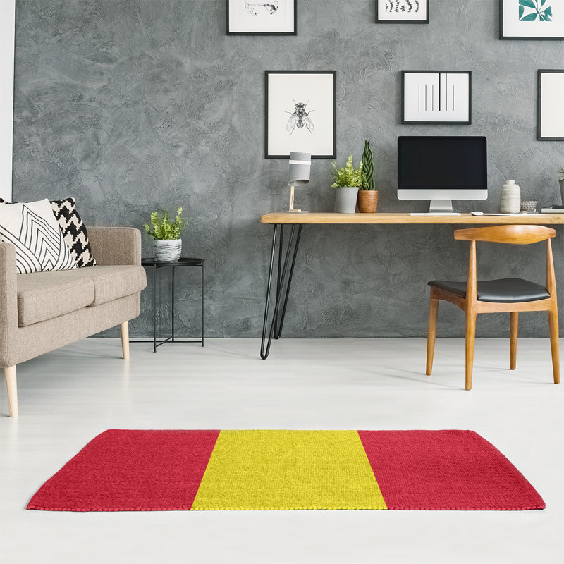 Tapis rouge à rayures de hockey national, Rectangle 5 pi x 7 pi, Oui