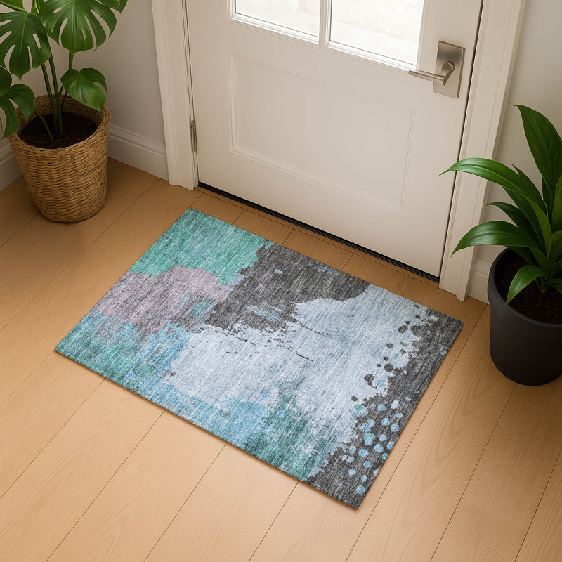 Premium Machine Washable Abstract Rug, Rectangle 1'8" x 2'6"