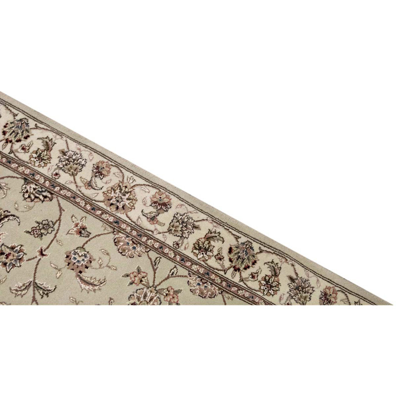 Tapis de couloir oriental en laine noué à la main taupe / ivoire