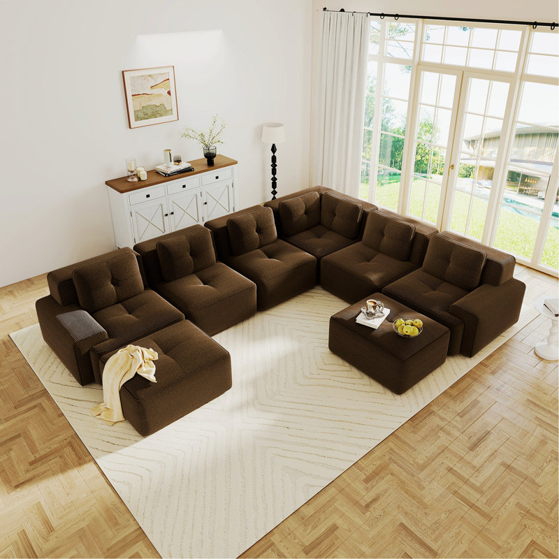 Canapé modulaire d'angle modulaire avec repose-pieds mobile