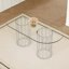 Table de salle à manger ovale en verre trempé avec base double colonne argentée (71 po, sièges 6-8)-231700888