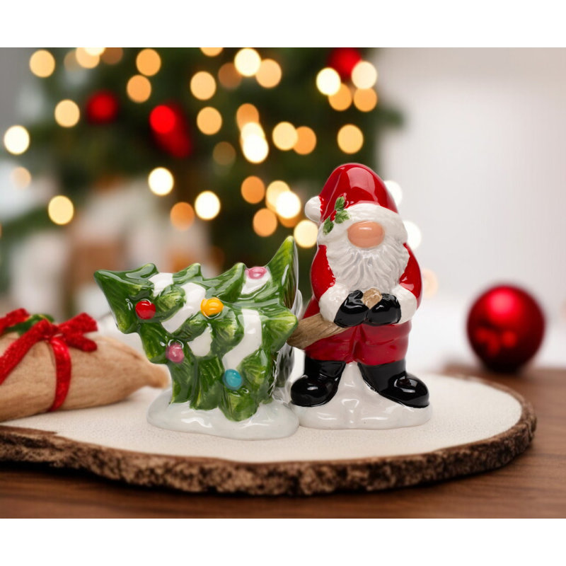 Santa Gnome Pulling Tree Salt And Pepper