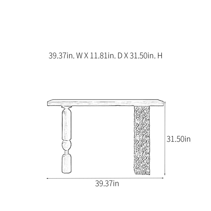 Modern Minimalist Console Table, 31.5" H x 39.37" W x 11.81" D