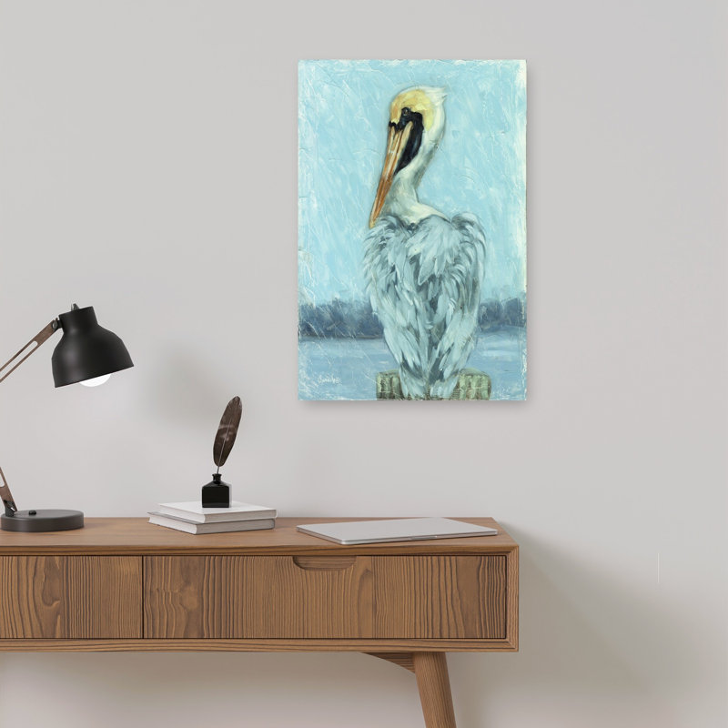 By The Bay Vintage Bird Pelican Coastal Nature Wall Art Print 1 Piece Wrapped Canvas Wall Art, 45.72cm H x 30.48cm W