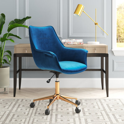 Chaise de travail en velours Garrow