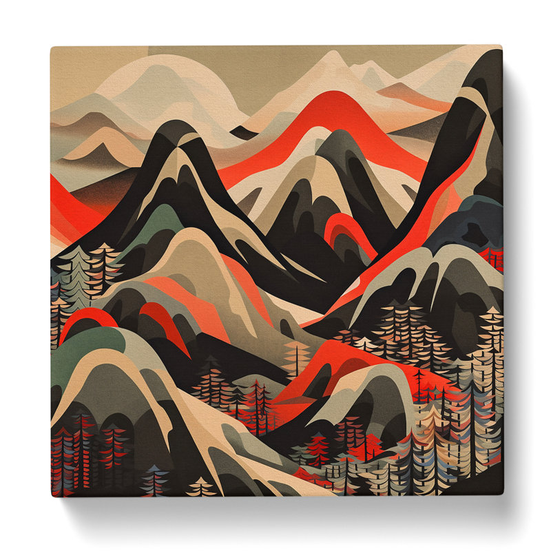 Japanese Mountains Constructivism - Wrapped Canvas, 35cm H x 35cm W x 3cm D