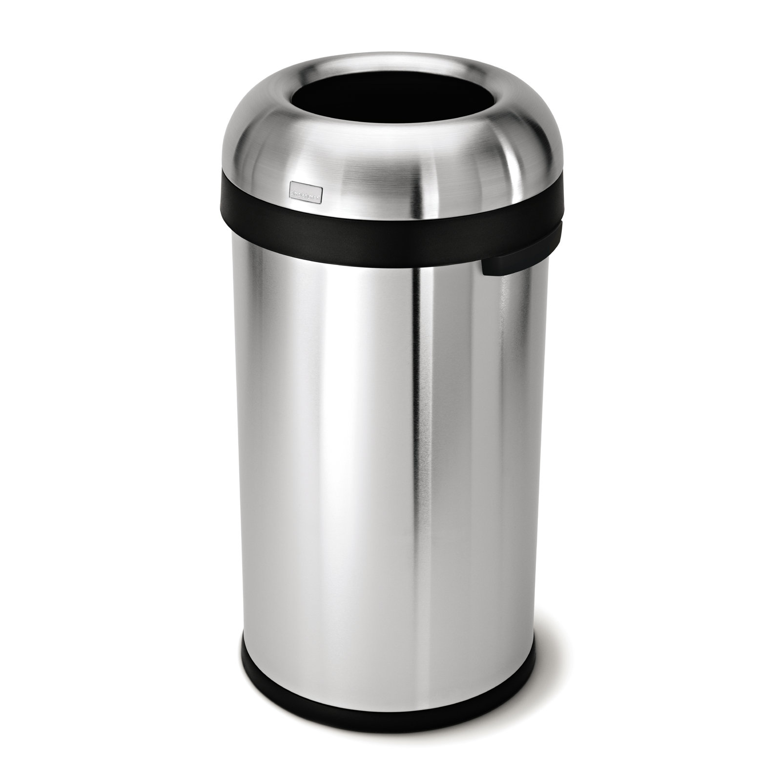 simplehuman 60 Liter / 16 Gallon Bullet Open Trash Can, Commercial Grade, Brushed