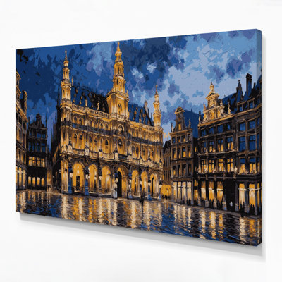 Cities Brussels Belgium Purple Canvas Wall Art
