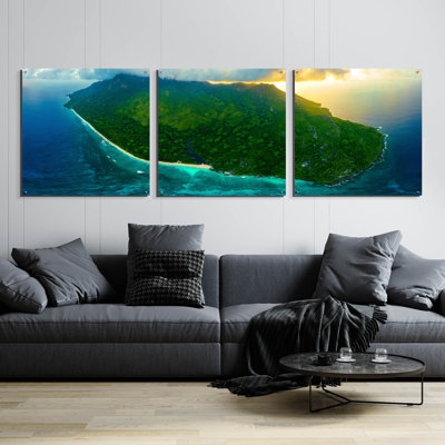 «Green Seychelles» par Epic Portfolio, art mural en verre acrylique, ensemble de 3 pièces