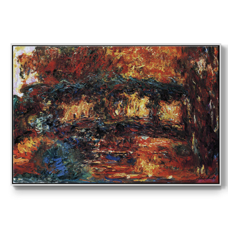 Le pont japonais encadré sur toile par Claude Monet, Blanc, H 27 po x l 41 po x P 2 po