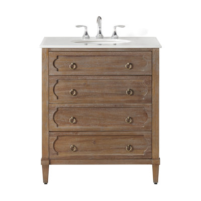 Asellus 31"W x 22"D Bath Vanity in Reclaimed Gray with White Marble Top and White Basin