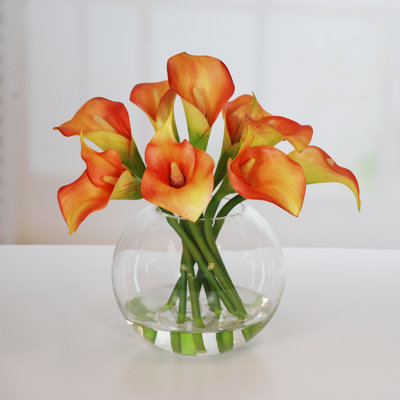 Calla Lily In Bubble Glass Bowl
