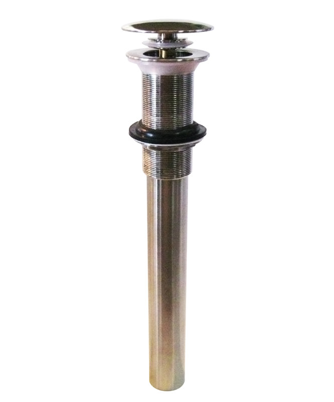 Mushroom Style Push-Down Lavatory Drain Assembly without Overflow Holes - Exposed, Satin Nickel