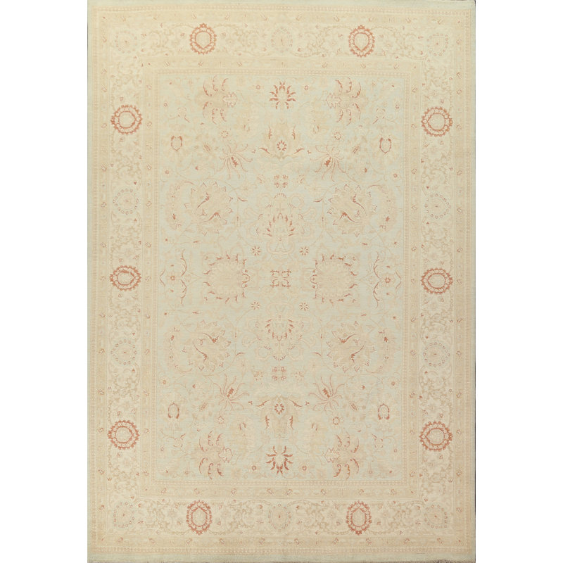 Tapis en laine Oushak Chobi en laine noué à la main 9 x 12