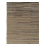 Rug & Kilim’S Modern Textural Rug, Tone-On-Tone Beige And Light Blue Striae