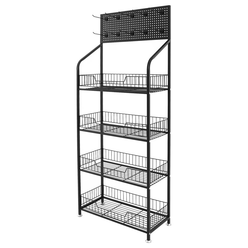 Retail Display Rack With Hooks, Black, 60.24" H x 23.62" W x 10.62" D