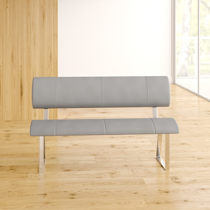 Barton Faux Leather Upholstered Bench, Grey