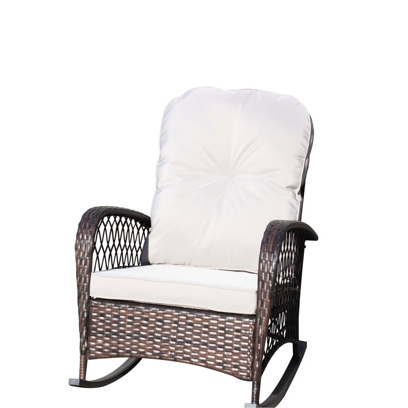Chaise berçante avec siège spacieux et coussin de dossier épais - Usage extérieur confortable gris