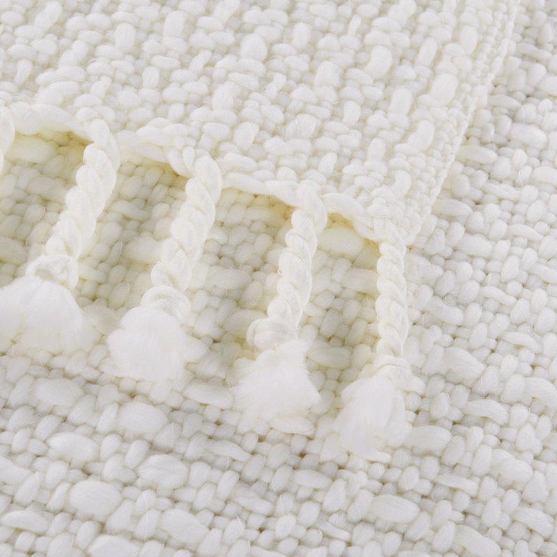 Knitted Throw Blanket, Antique White