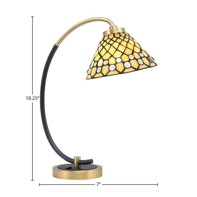 Lampe de bureau en acier inoxydable Antoniya, Noir mat / laiton