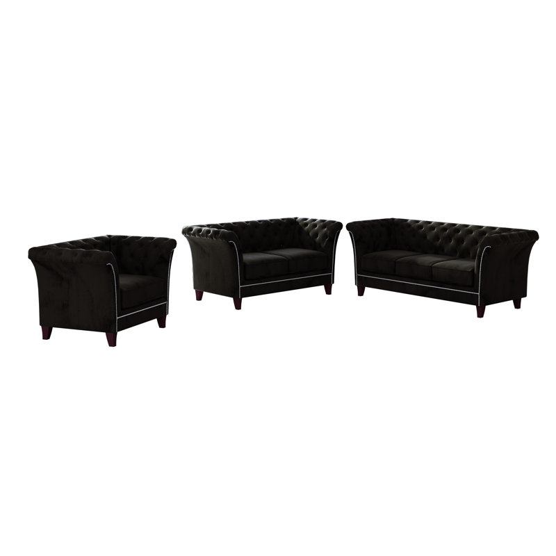Chesterfield  Sofa Set 3+2+1, Black