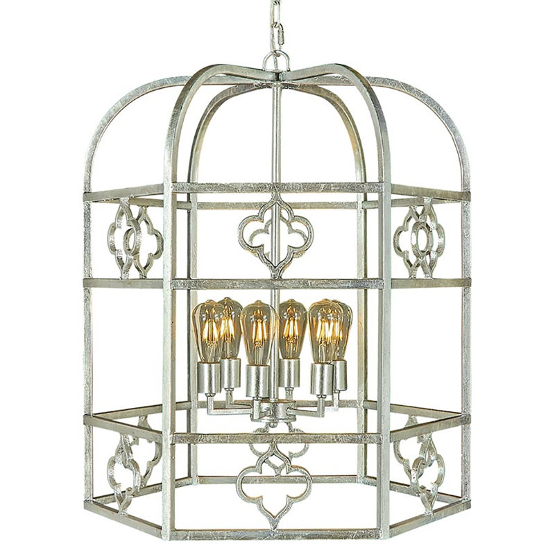 Lustre géométrique à 6 lumières Istanbul, Feuille d'argent