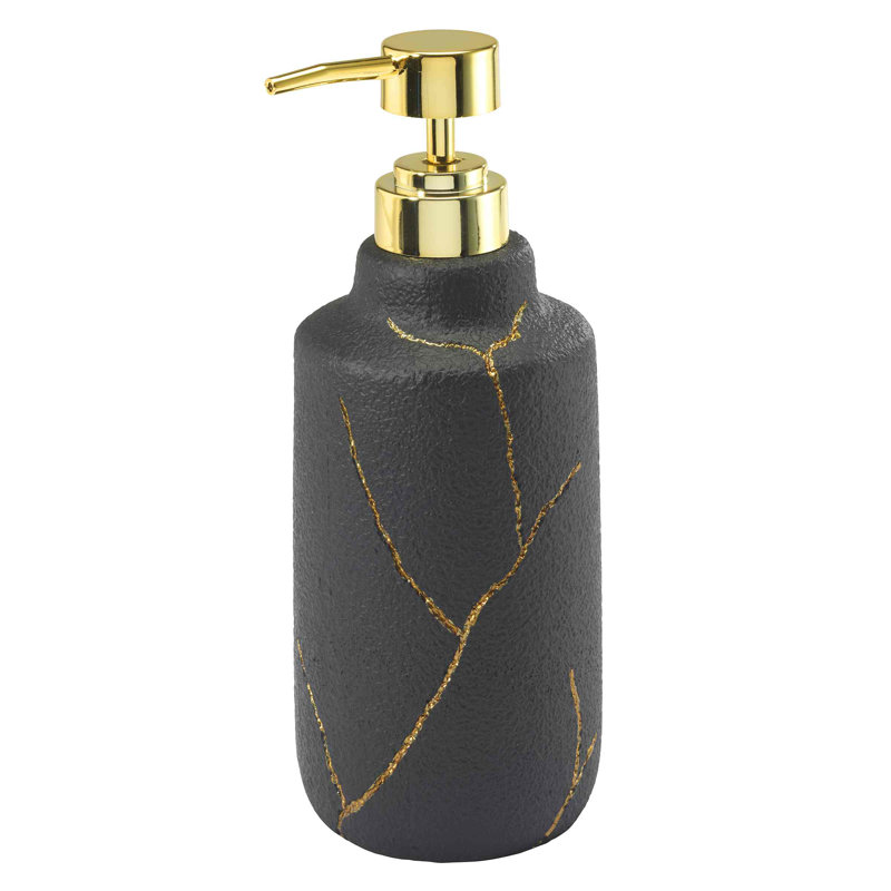 Modern Black and Gold Resin Lotion Dispenser Set