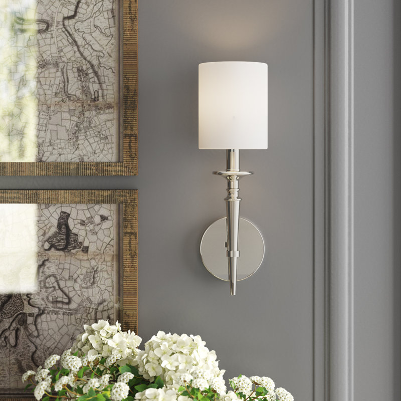 Polished Nickel Fabric Shade Wall Sconce