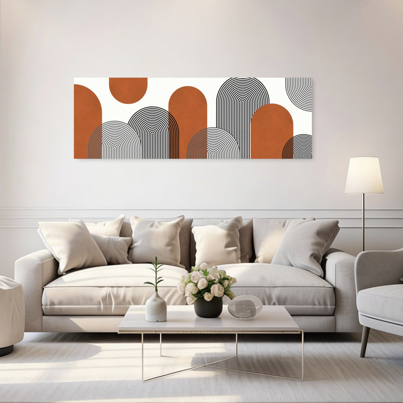 Art géométrique contemporain abstrait géométrique, H 20 po x l 60 po