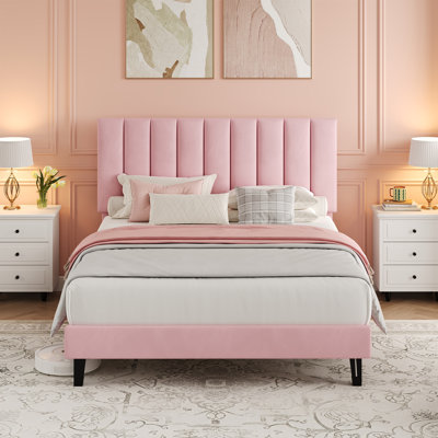 Cadre de lit plateforme avec tête de lit rembourrée et réglable, capacité de 454 kg, aucun sommier requis, conception silencieuse pour matelas de 20 à 30 cm d'épaisseur