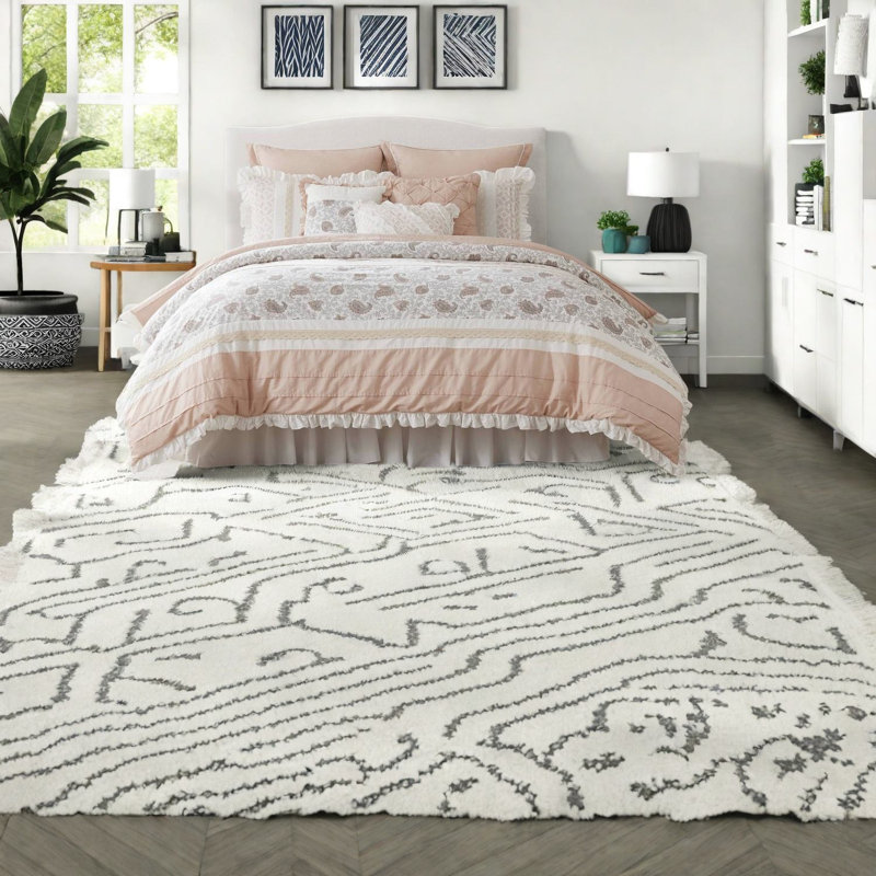 Ensembles de literie élégants en percale de coton, ensemble d'édredon rosé pour décor de ferme