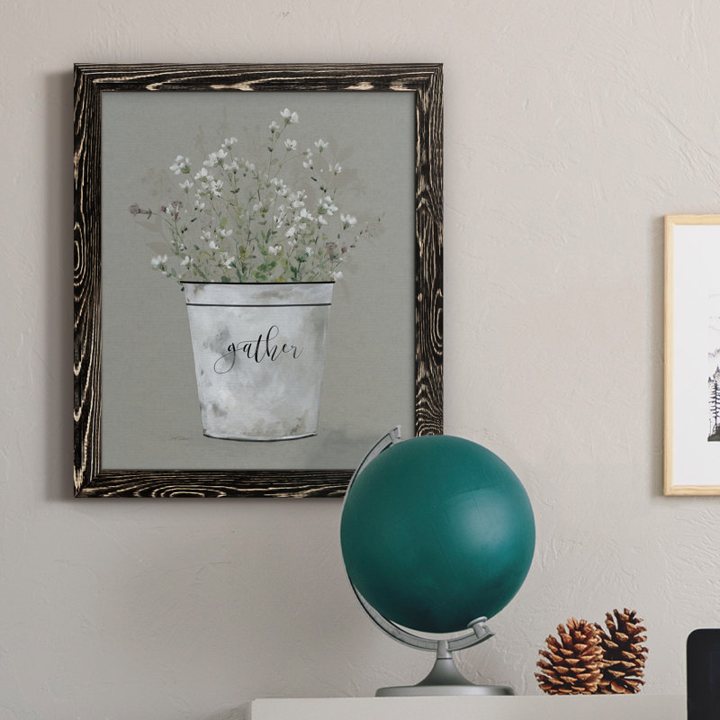 Bouquet de grâce, pot de grâce, peinture sur toile, H 24 po x l 18 po x P 1,5 po, Cadre noir