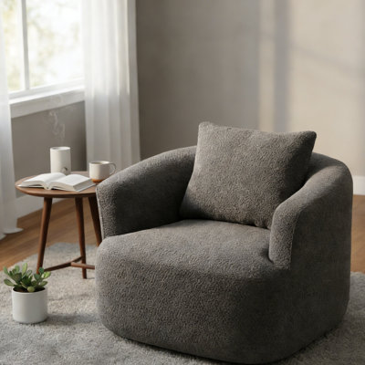 Chaise d'appoint pivotante à 360 ° de style moderne avec coussin décoratif pour le salon, la chambre à coucher et le bureau