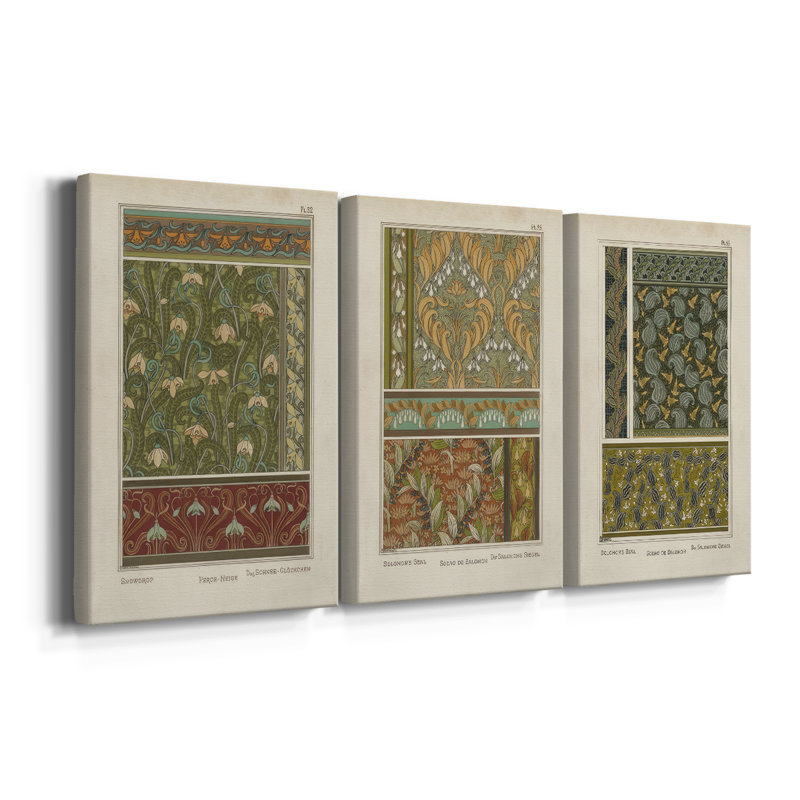 Nouveau Decorative VI - Toile tendue avec châssis sur mesure - 3 pièces, H 36 po x l 72 po