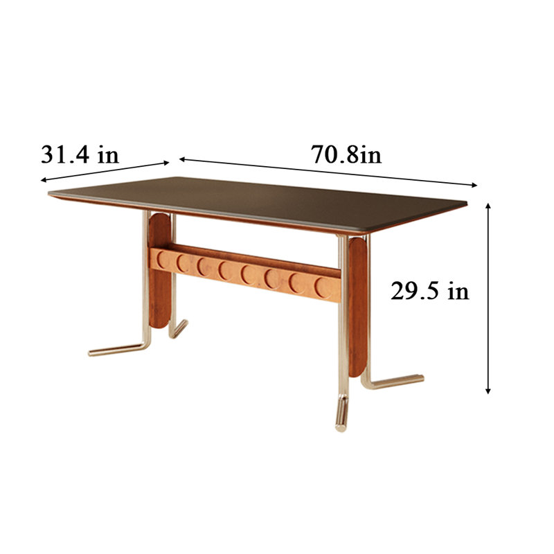 Table de salle à manger rectangulaire Sicilee, Noir, H 29,5 po x L 70,8 po x l 31,4 po