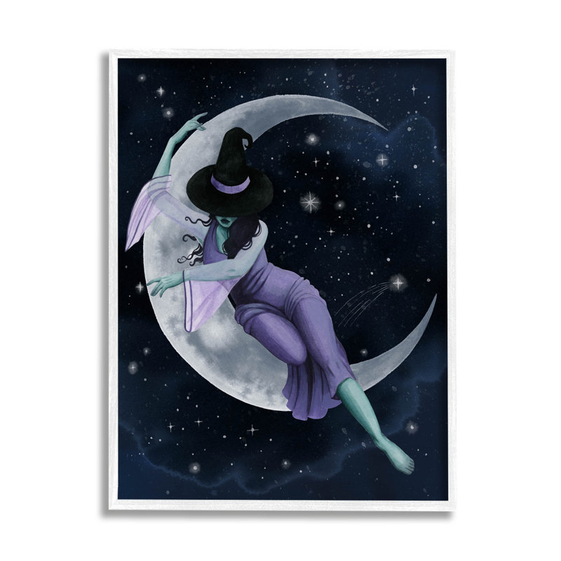 «Moon Witch Starry Night Sky» par Grace Popp - impression sur bois, H 30 po x l 24 po x P 1,5 po