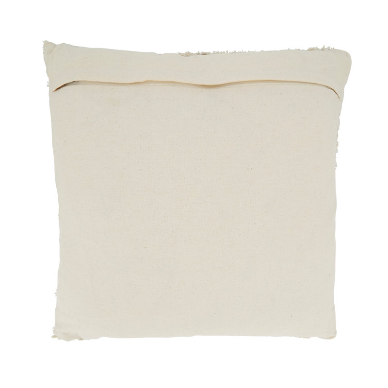 Black and Beige 20" Printed Tufted Throw Pillow