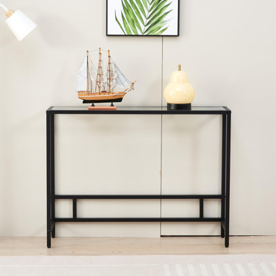 Small Modern Console Table For Entryway, Tempered Glass With Metal Frame Sofa Table For Living Room, Hallway