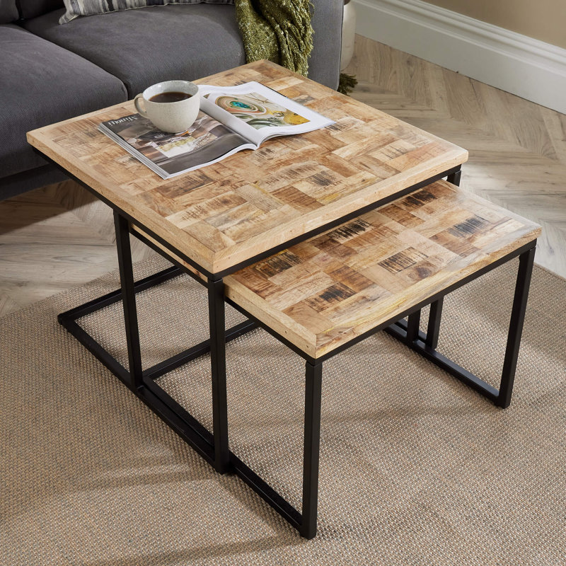 Anikah Solid Mango Wood Nest of Side Tables