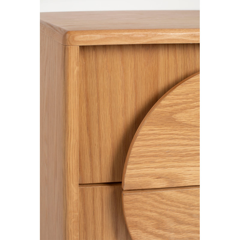 Groove 2 - Drawer Solid Wood Nightstand, Natural