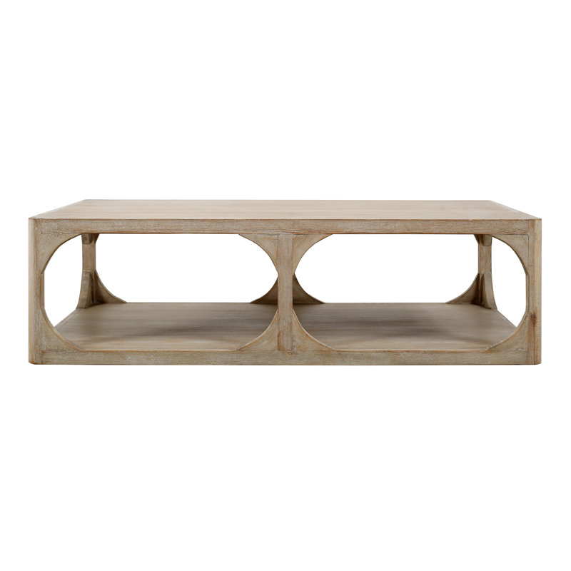 Peking Ming Revival Lily's Living Reclaimed Wood Coffee Table Weathered Whitewash, 16" H x 55" L x 33" W, Weathered Whitewash