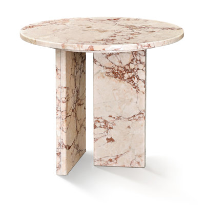 Luxury Marble Round Coffee Table, 52 Lb Weight, Polished Finish, Unique Home Decor Natural 45 H40 Cm, 15.8 In Height, Easy - To Assemble Designer Furn