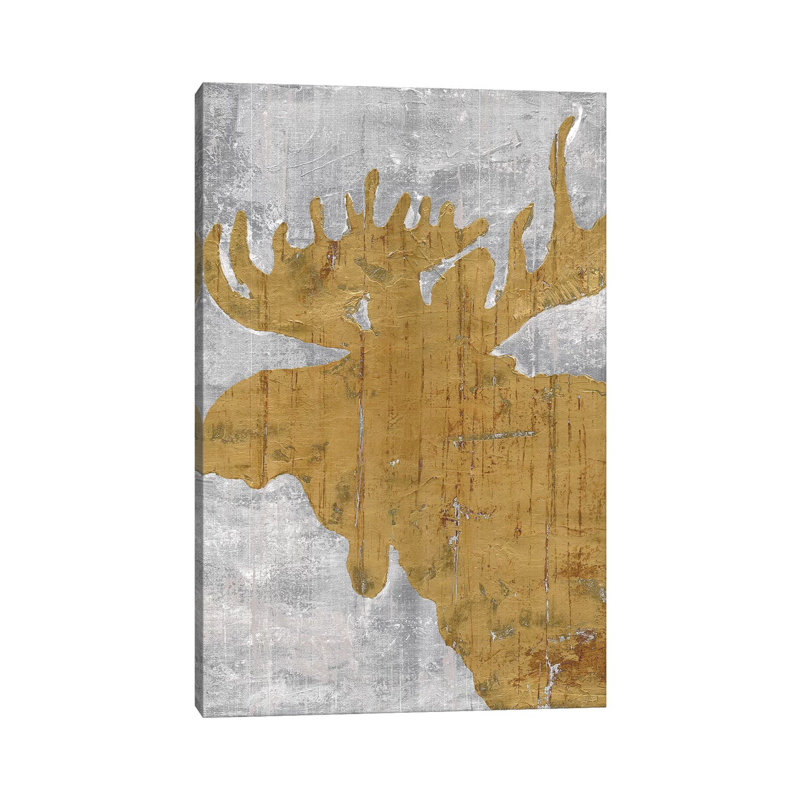 Rustic Lodge Animals Moose by Marie Elaine Cusson - Wrapped Canvas Painting, 20.32 cm H x 30.48 cm W